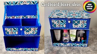 2 SIMPLE DIY ORGANIZERS FOR STORAGE FROM WASTE CARDBOARD BOXES  2 CARDBOARD BOXES IDEAS  CRAFTS [upl. by Enehs571]