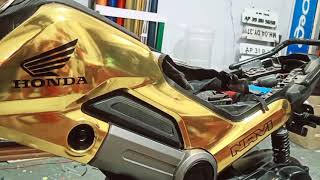 Honda navi bike gold chrome wrapping [upl. by Evonne]