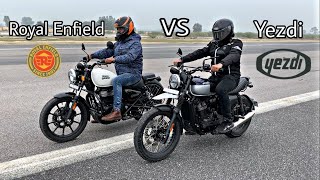 Yezdi Scrambler Vs Royal Enfield Meteor 350  Drag Race  Comparison  Acceleration Test [upl. by Lehcyar]