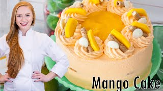 AMAZING Mango Cake with Mango Frosting with REAL Mango Easy amp Delicious [upl. by Elum]