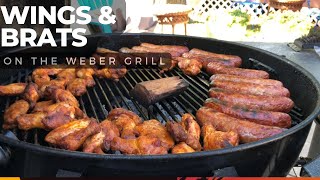 Grilling Wings and Brats on my Weber Grill [upl. by Emelyne]