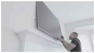 How to Install THE SAMSUNG FRAME TV with INWALL BOX  Above Fireplace  NO WIRES  DIY [upl. by Halac]