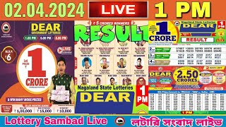 Lottery live dear sambad 1 PM result today 02042024  dear nagaland lottery live [upl. by Mcknight]