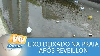 Lixo deixado na praia após réveillon [upl. by Aliuqahs]