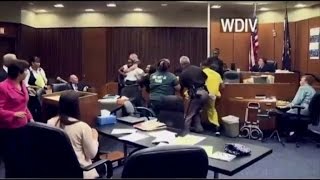 Father Attacks His 3YearOld Daughters Killer in Courtroom Brawl [upl. by Lihkin431]