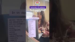 University of Lucknow PhD admission 20242025 phd admission research womenempowerment science [upl. by Daahsar253]