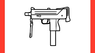 How to draw MAC10 SMG from CS GO step by step  drawing Uzi ingram mac 10 submachine gun easy [upl. by Acinok]