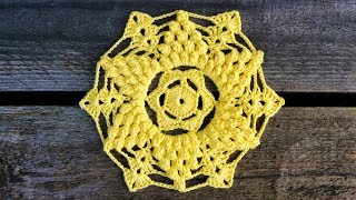 Crochet Popcorn Stitch Doily Motif Tutorial [upl. by Scholz507]