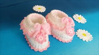 How to crochet easy baby booties for beginners  step by step [upl. by Portland]