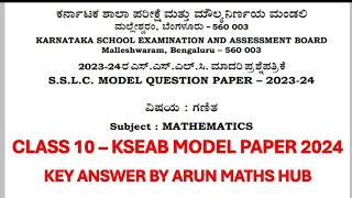 CLASS 10 KSEAB KSEEB 2024 Maths Official Model Paper Key Answers [upl. by Ellenod]