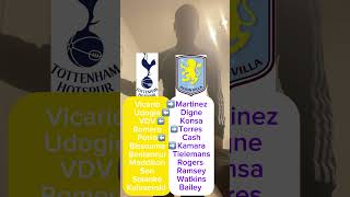 Spurs VS Aston Villa COMBINED XI football tottenhamhotspur astonvilla premierleague football [upl. by Solenne]