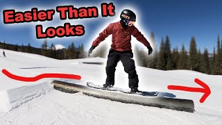 How to Hit Your First Rail  Beginner Snowboard Guide [upl. by Charmine]