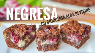 NEGRESĂ DELICIOASĂ cu ciocolată albă și vișine  Stuffed Chocolate Cookie Bars English Sub [upl. by Bendix302]