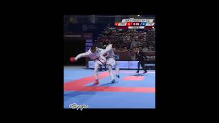 Ushiro Ura mawashi Geri karate combat  WKF Kumite 84 KG karate wkf kumite martialarts shorts [upl. by Einaffit]