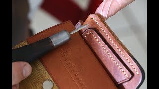 How to Hand stitching leather with traditional saddle stitch [upl. by Gignac]