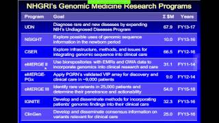 Overview of NHGRI Genomic Medicine Programs  Teri Manolio [upl. by Yblehs615]