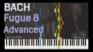 JS Bach  Fugue 8 in Eflat Minor BWV 853  Piano Synthesia Tutorial  Library of Music [upl. by Eulau]