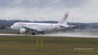 Tunisair A320 line up and take off 17R at Lyon St Exupéry LYSLFLL [upl. by Able965]