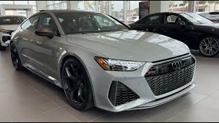 Audi RS 7 Performance 2025 in Nardo Grey Black Interior wMercato Blue Stitching plus matte carbon [upl. by Tolecnal]