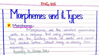 Morphemes and it Types ENG206 4thsememster pu [upl. by Filippa511]