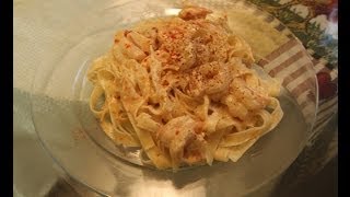 Fettuccine Alfredo With Shrimp Recipe [upl. by Aip436]