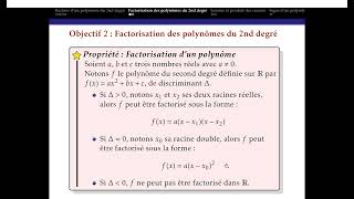 Polynômes du 2nd degré  Factorisation [upl. by Aiek]