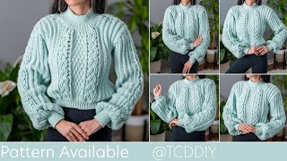 How to Crochet Cable Stitch Sweater  Pattern amp Tutorial DIY [upl. by Rehpotsrihc]