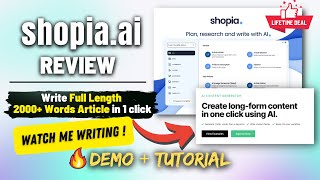 Best Ai SEO Content Writer  Shopia Ai review Watch me Create 2000 Article [upl. by Rame]