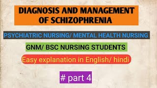 Diagnosis and management of schizophrenia psychiatric nursing  mental health nursing [upl. by Arbmik]