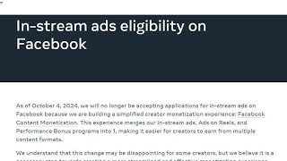 Instream Ads Eligibility on Facebook [upl. by Carlock949]