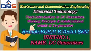 DBS II ECEI SEMELECTRICAL TECHNOLOGYUNIT1DC GENERATORS [upl. by Deonne]