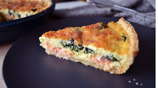 Quiche mit Lachs und Spinat  Der leckerste Fischkuchen [upl. by Eeleak]