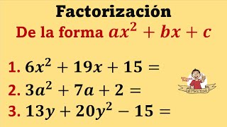 Factorización de un Trinomio de la forma ax2bxc Método del aspa  Video 1 de 2 [upl. by Stone31]