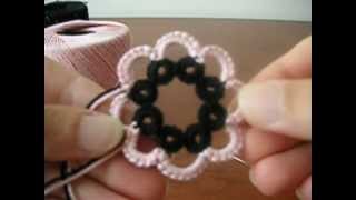 3 TUTORIAL ORECCHINI CHIACCHIERINO AD AGO DUE COLORI NEEDLE TATTING FRIVOLITE Encaje фриволите [upl. by Grane618]