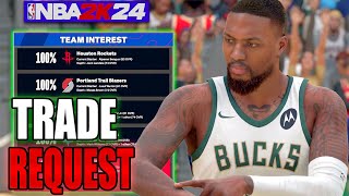 How to Request a Trade in NBA 2K24 MYCAREER NextGen [upl. by Einuj]