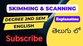 SkimmingampScanning Degree 2nd sem English Reading skills explanation Trilokya6600Trilokya6600 [upl. by Auhel]