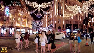 🇬🇧🎄 London Christmas Lights Walk  Central London Night Walk  4K 60fps [upl. by Assyral608]