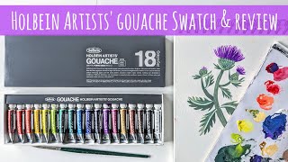 Holbein Artists Gouache Swatch amp Review x18 Gouache Watercolour Paint Set from Jacksons Art Haul [upl. by Ellehcram]