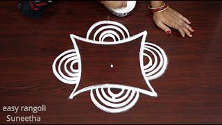 Easy amp Simple rangoli designs  Creative kolam Arts by Suneetha  Beautiful muggulu with 3 dots [upl. by Aicelet]