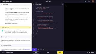 Learn Java  60 Java Loops Codecademy Walkthrough [upl. by Greenberg]