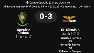 SLO vs Operário  4ª Jornada AFL III Div JunB Sub17  1ª Parte [upl. by Esinahs]