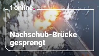 Russland Ukraine zerstört strategisch wichtige Brücke in Kursk [upl. by Ayanej]