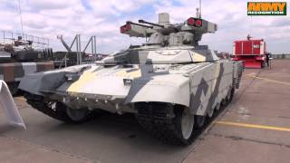 BMPT72 Terminator 2 tank fire support armoured fighting vehicle Uralvagonzavod KADEX 2014 Astana ka [upl. by Mavilia]