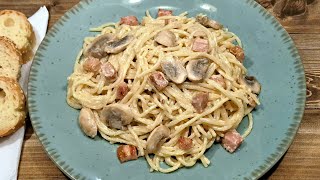 Spaghetti With Cream Bacon and Mushrooms [upl. by Nabla381]