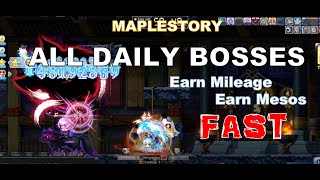 MAPLESTORY 2020  All Daily Bosses How to earn mesos and mileage [upl. by Nnahtur811]