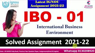 IBO 01 Solved Assignment 202122  International Business Environment  IGNOU Solved Assignment [upl. by Charmane]