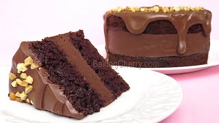 Fluffy and Moist NUTELLA CAKE Recipe  Homemade Chocolate Cake  Baking Cherry [upl. by Zizaludba]