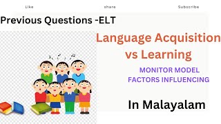 Language Acquisition and Learning Explained in Malayalam Monitor Model Stephen Krashen  ELT [upl. by Asatan]