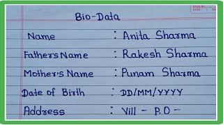 How to Write BiodataBiodata FormatResumeBiodata Kaise Banaye [upl. by Llewop46]