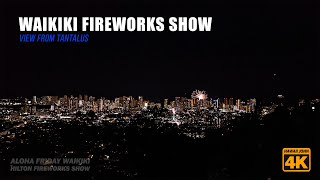 Waikiki Fireworks 🌈 Aloha Friday Waikiki Night Driving ⛱️ Hilton Hawaiian Village 🌴 Hawaii John 4K [upl. by Arbua]